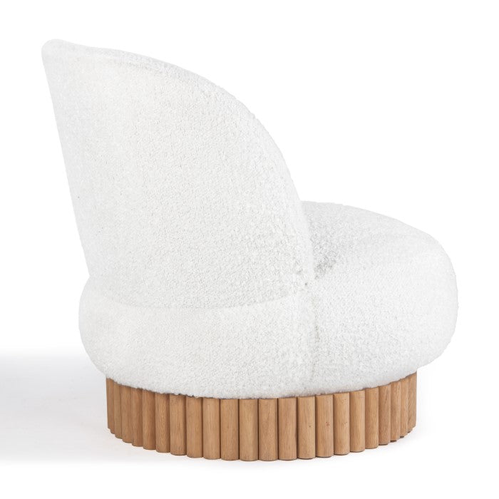 VogueRevolve Reeded Oak Lounger with Bouclé Upholstery