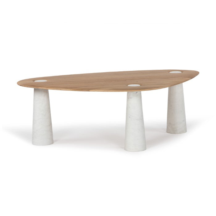 Modern Organyx Marble & Oak Pedestal Coffee Table