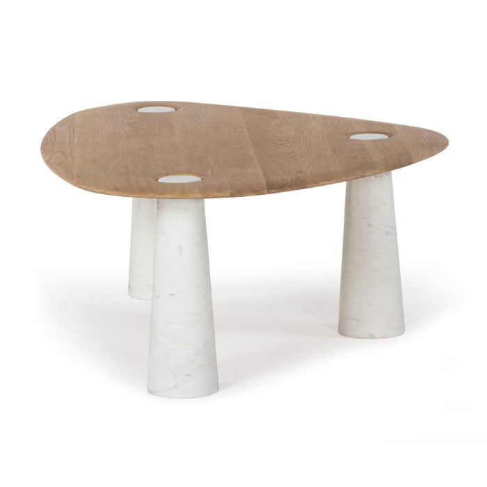 Modern Organyx Marble & Oak Pedestal Coffee Table