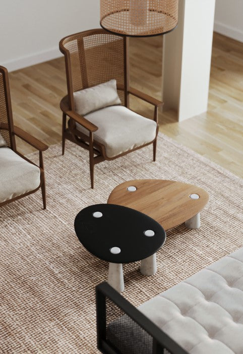 Modern Organyx Marble & Oak Pedestal Coffee Table