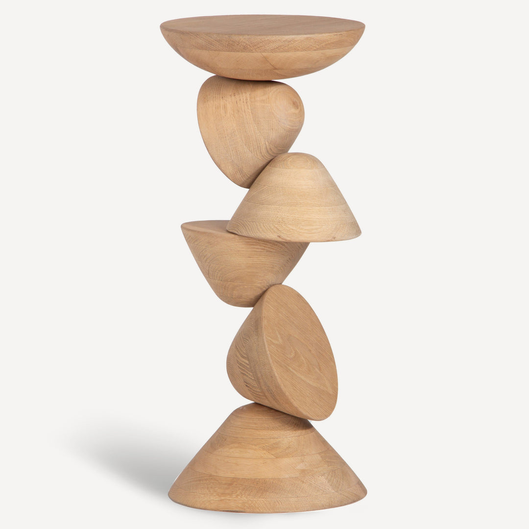 Geometric Oak Height-Adjustable Drink Stand