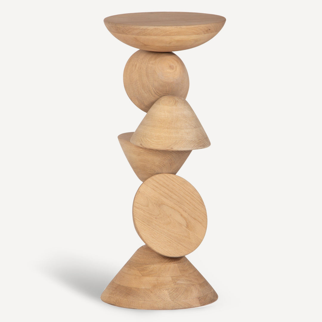 Geometric Oak Height-Adjustable Drink Stand