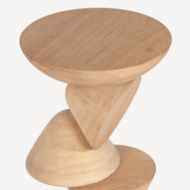 Geometric Oak Height-Adjustable Drink Stand