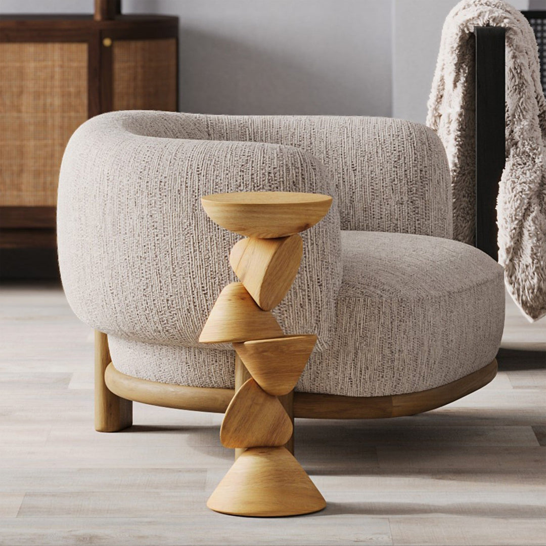 Geometric Oak Height-Adjustable Drink Stand