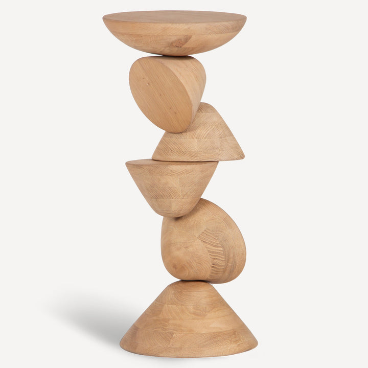 Geometric Oak Height-Adjustable Drink Stand