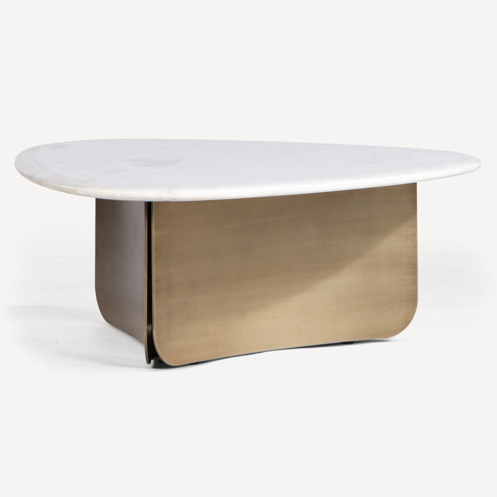 Vintage Charm Marble-Top Brass-Accent Coffee Table