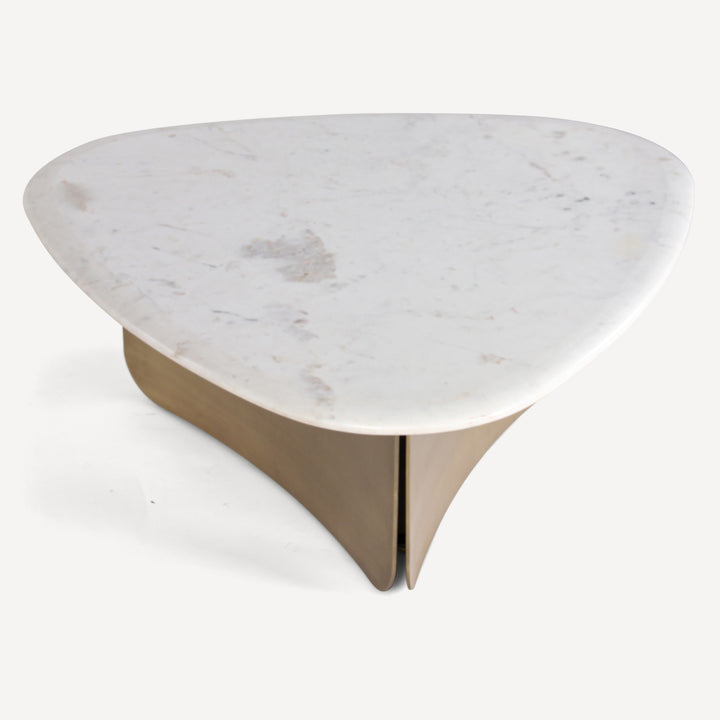 Vintage Charm Marble-Top Brass-Accent Coffee Table
