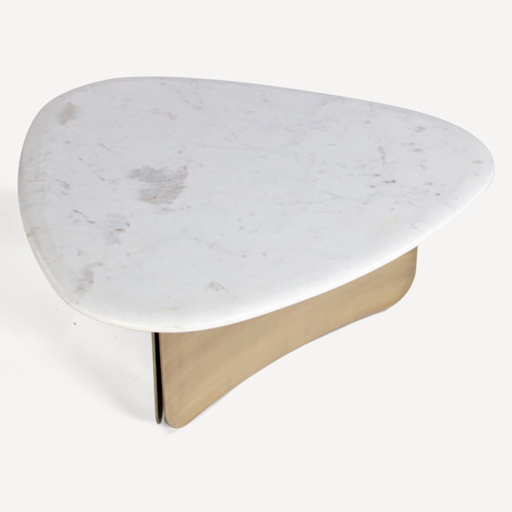 Vintage Charm Marble-Top Brass-Accent Coffee Table