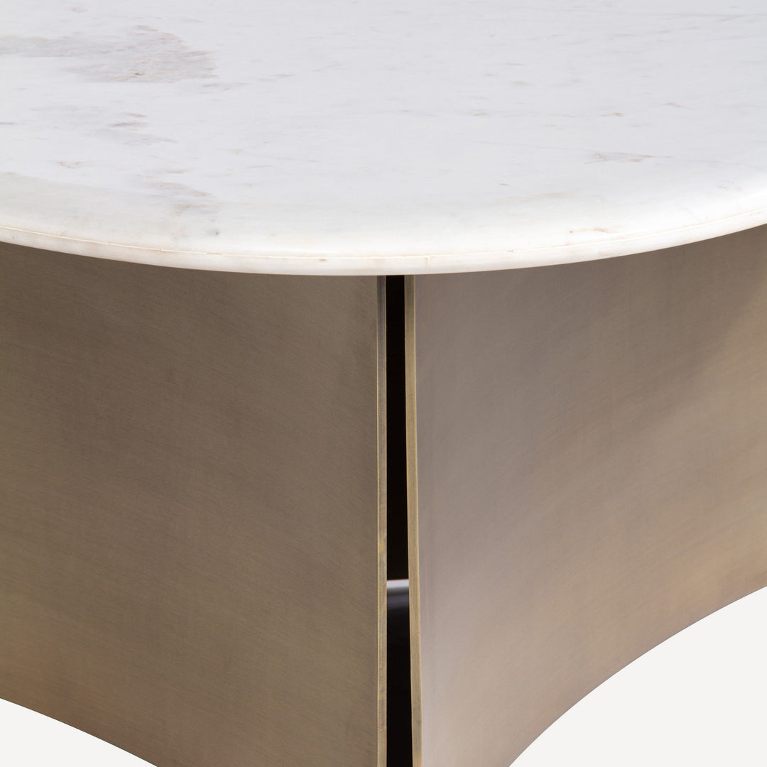 Vintage Charm Marble-Top Brass-Accent Coffee Table