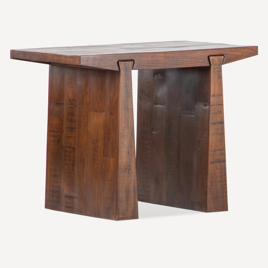 Industrial Vintage Side Table with Distressed Charm
