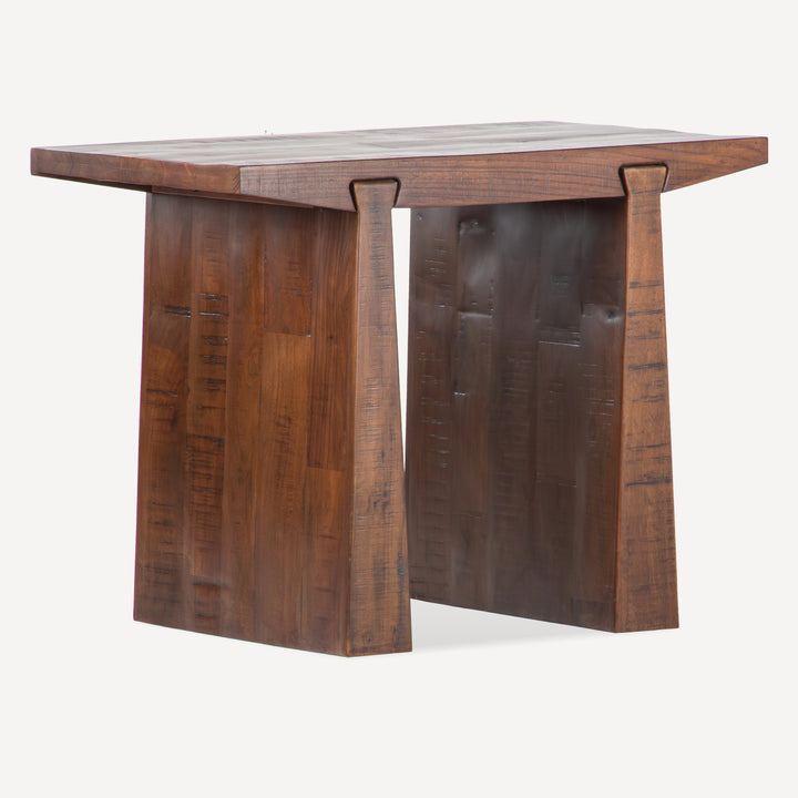 Industrial Vintage Side Table with Distressed Charm