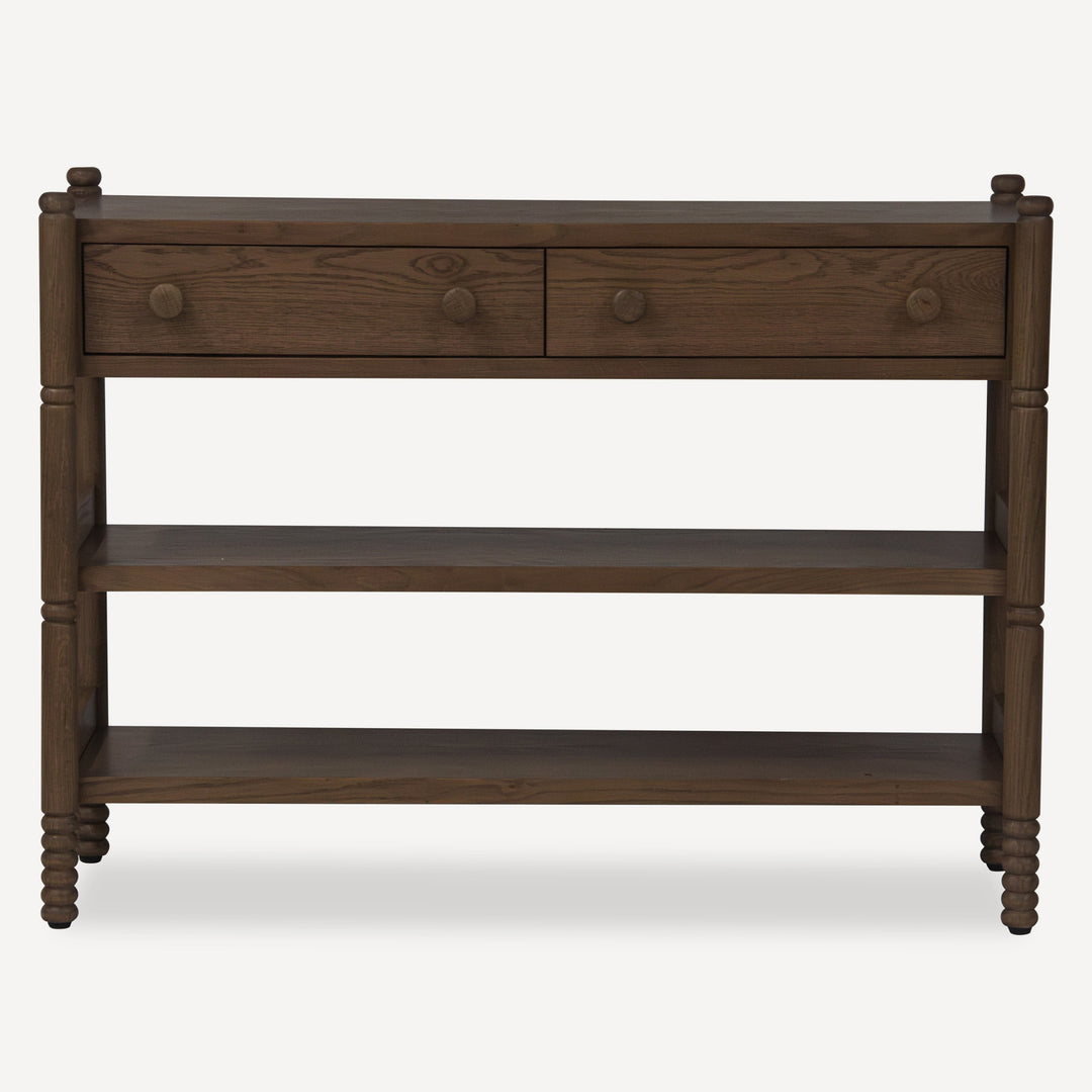 Modern Cottage-Inspired Solid Wood Console Table with Lower Shelf