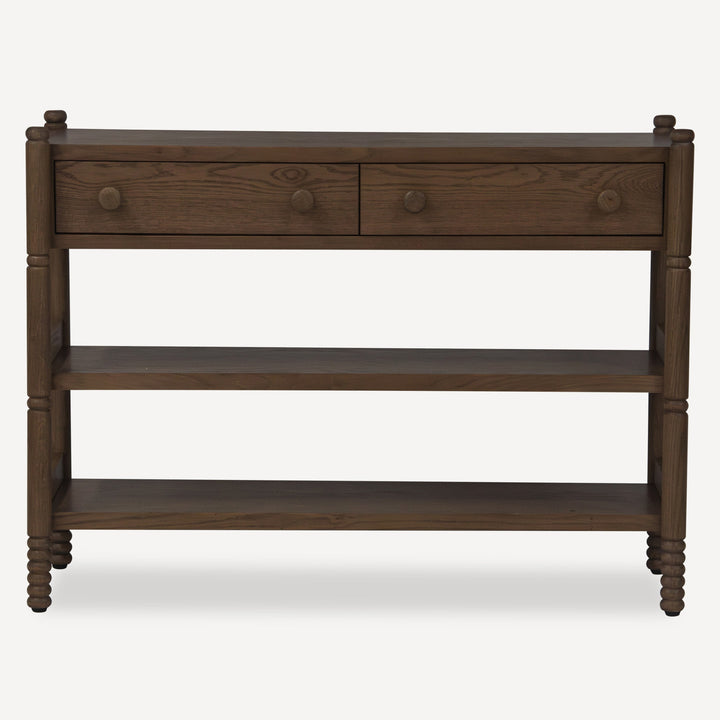 Modern Cottage-Inspired Solid Wood Console Table with Lower Shelf