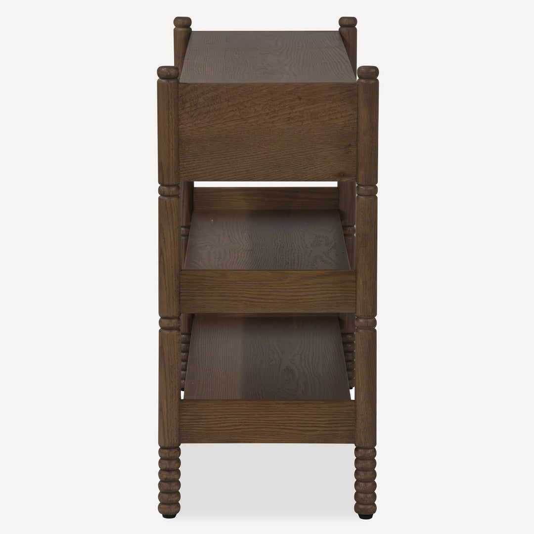 Modern Cottage-Inspired Solid Wood Console Table with Lower Shelf