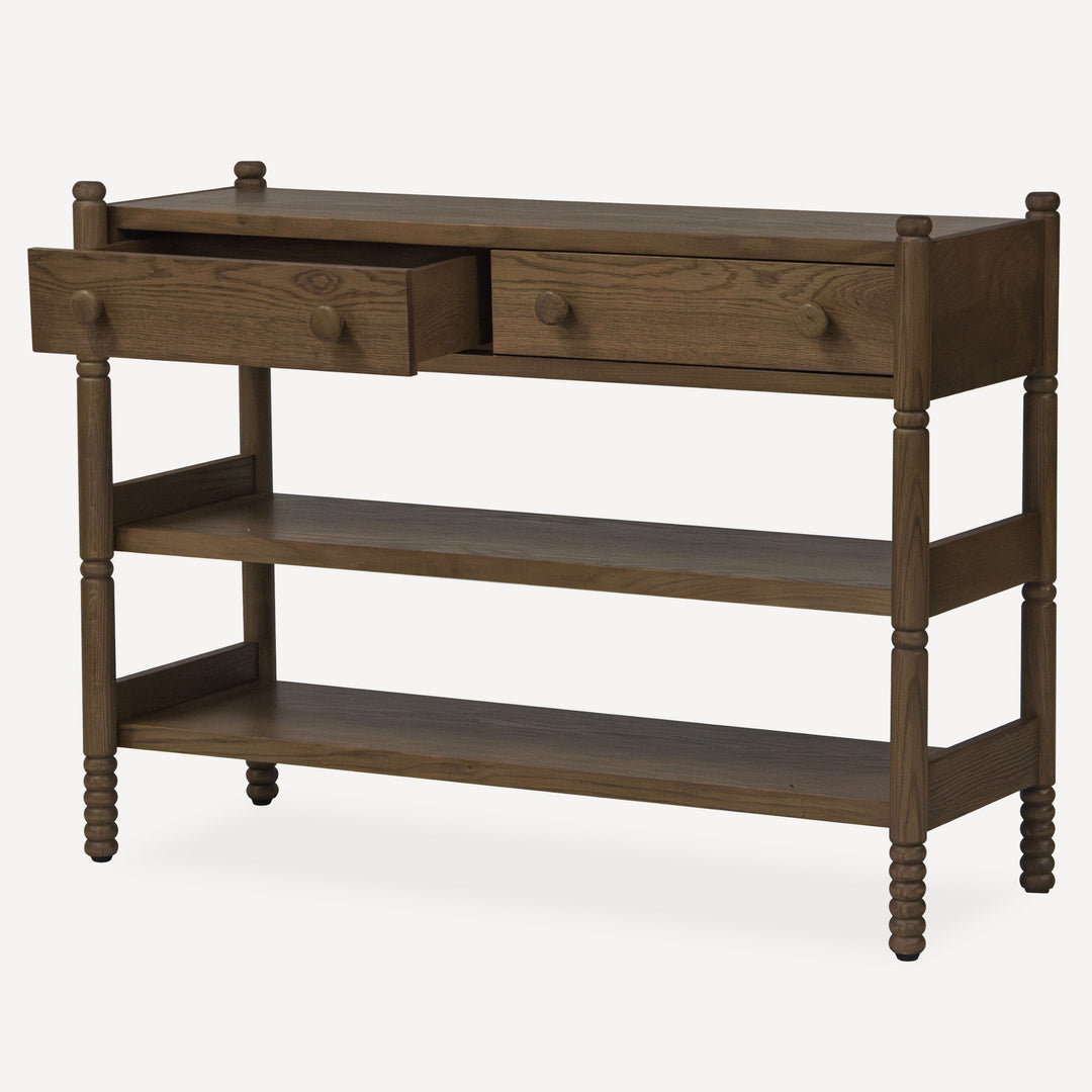 Modern Cottage-Inspired Solid Wood Console Table with Lower Shelf