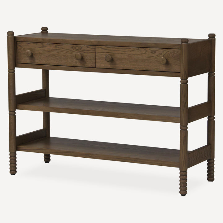Modern Cottage-Inspired Solid Wood Console Table with Lower Shelf