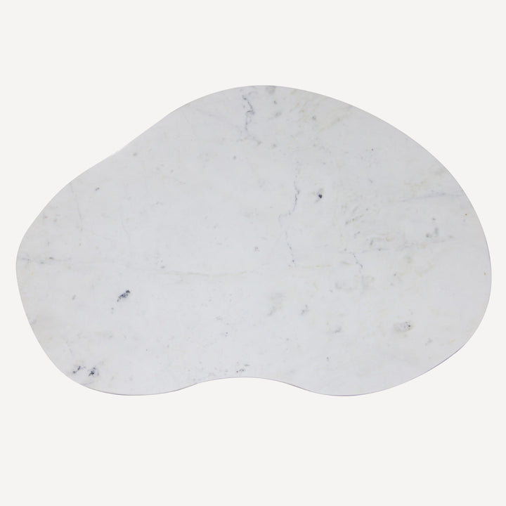 Curve-Crest Coffee Table: Artisan Banswara Marble & Brass Design