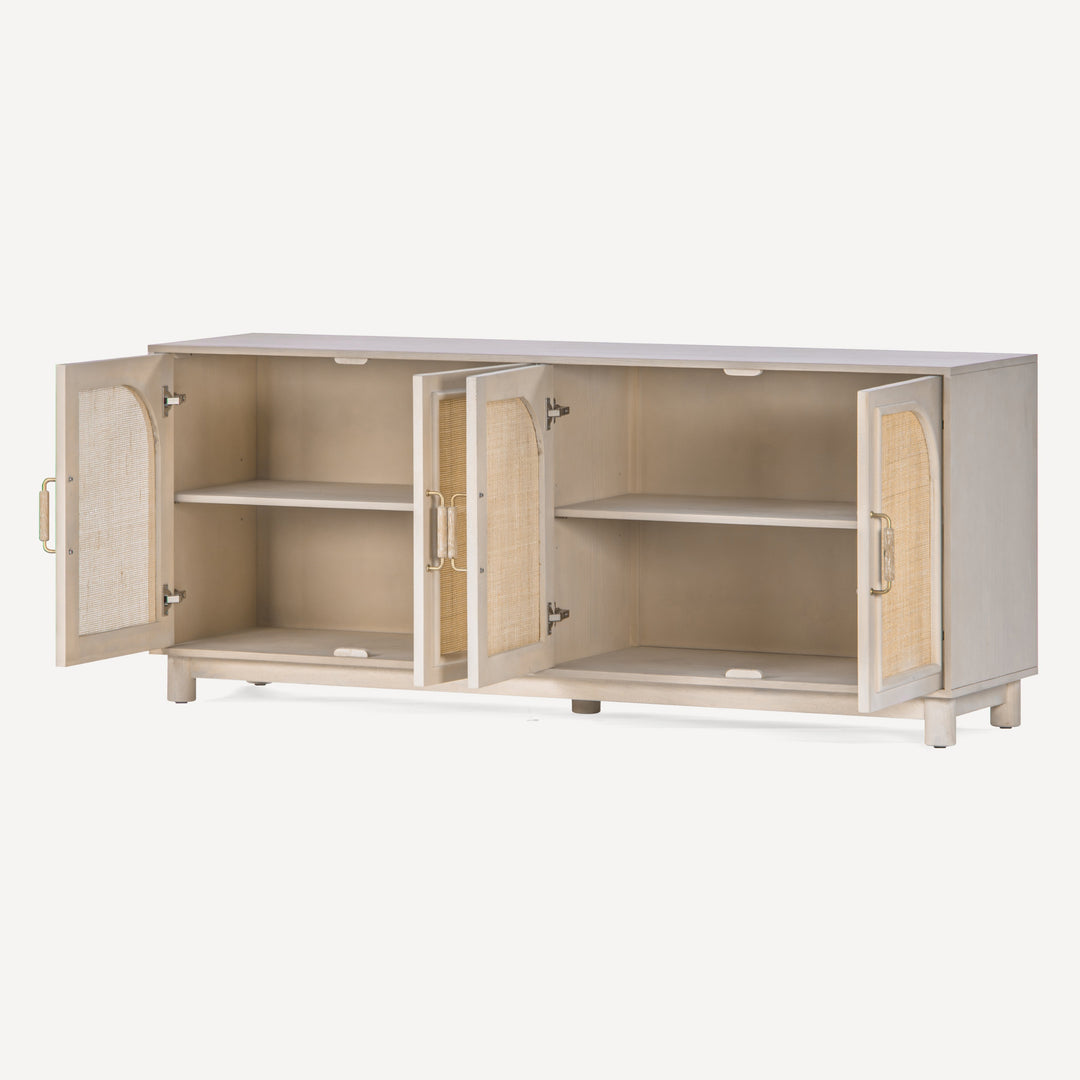 Timeless Cane-Door Oak Grain Sideboard
