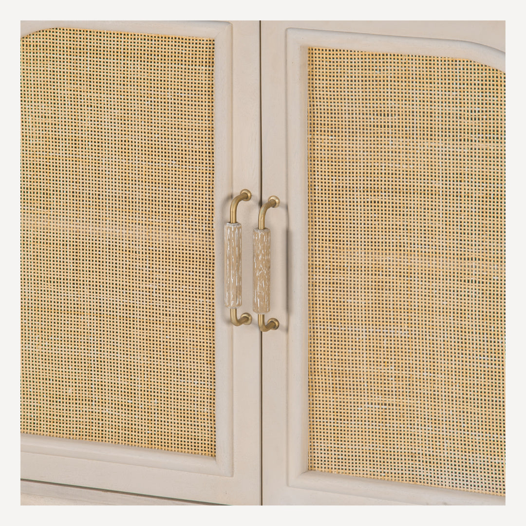 Timeless Cane-Door Oak Grain Sideboard