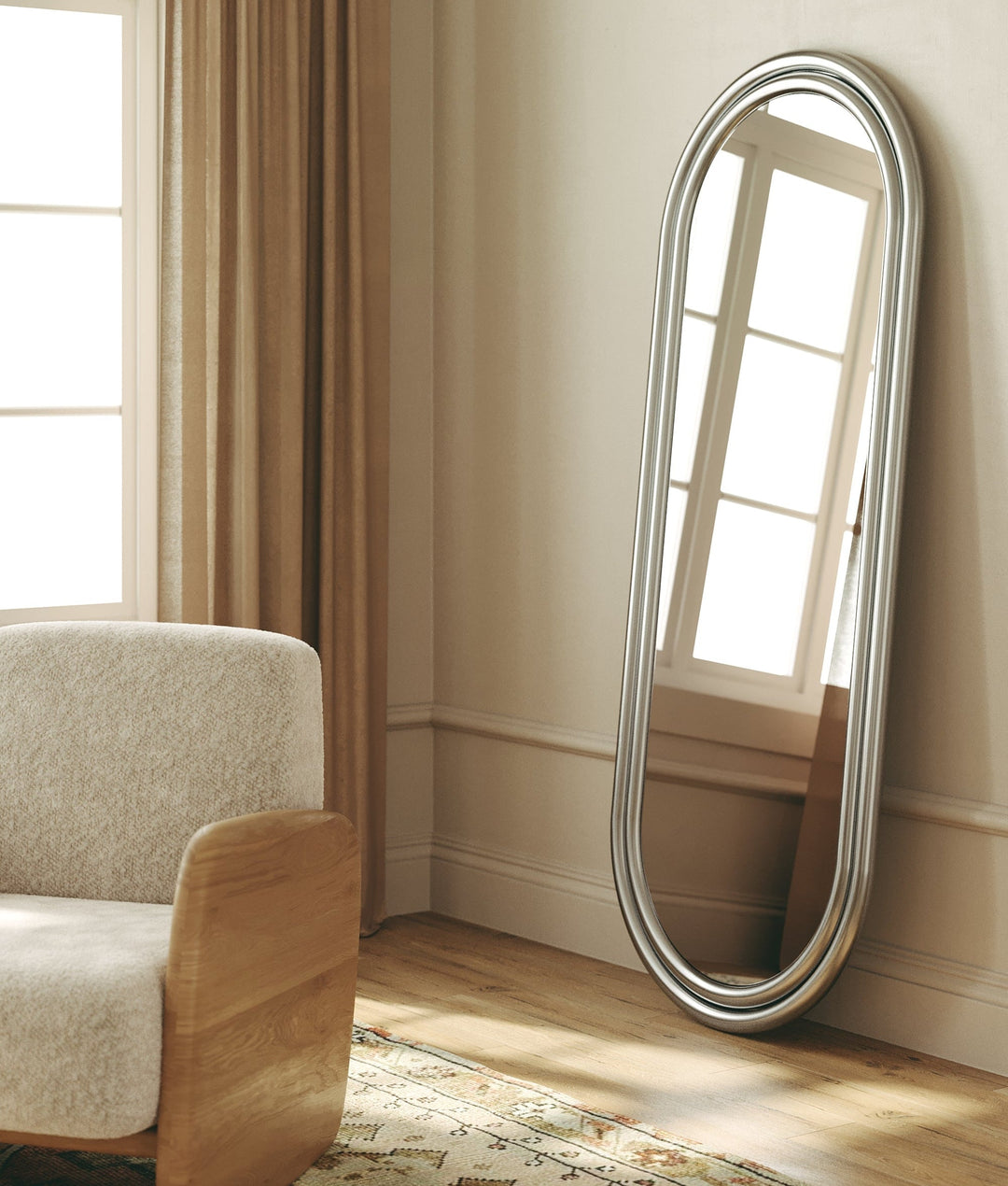 Eccentric Chrome Reflector - Spacious Floor Mirror