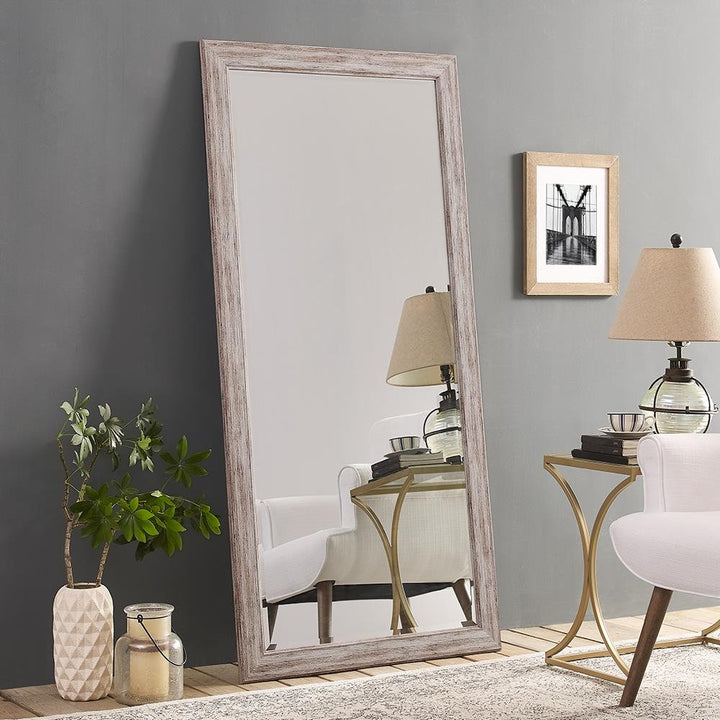 Lindberg Rectangle Full Length Mirror, Faux Wood Farmhouse Mirror, Floor Mirror