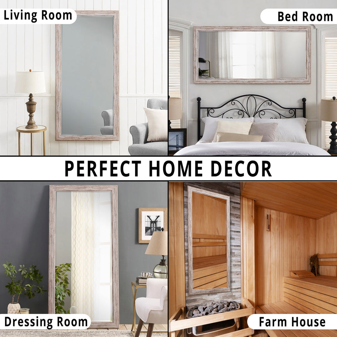 Lindberg Rectangle Full Length Mirror, Faux Wood Farmhouse Mirror, Floor Mirror