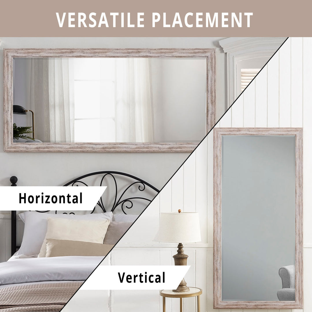 Lindberg Rectangle Full Length Mirror, Faux Wood Farmhouse Mirror, Floor Mirror