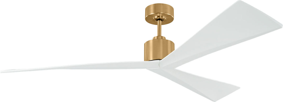 Adler 60 Ceiling Fan in Burnished Brass with Matte White Blades