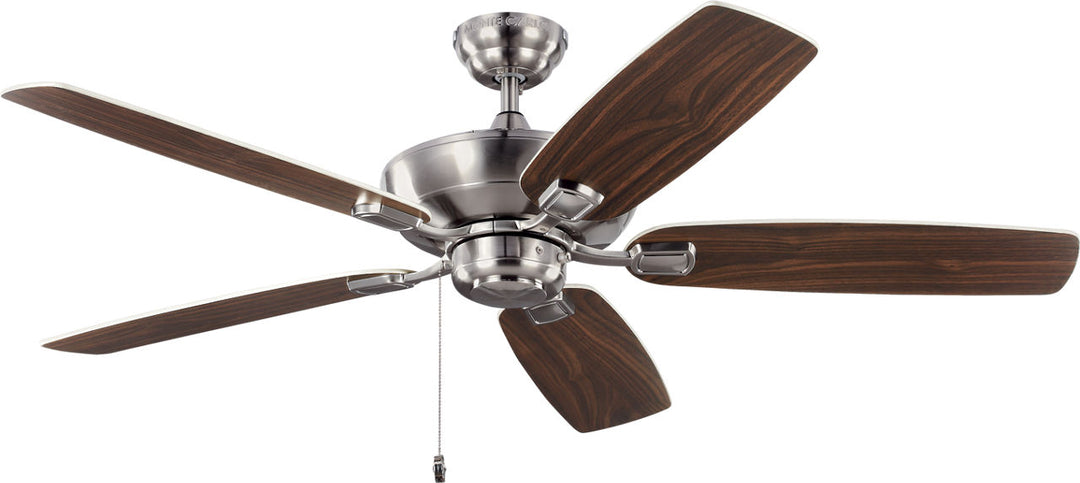 Colony 52 Ceiling Fan in Brushed Steel with Silver / American Walnut Reversible Blades