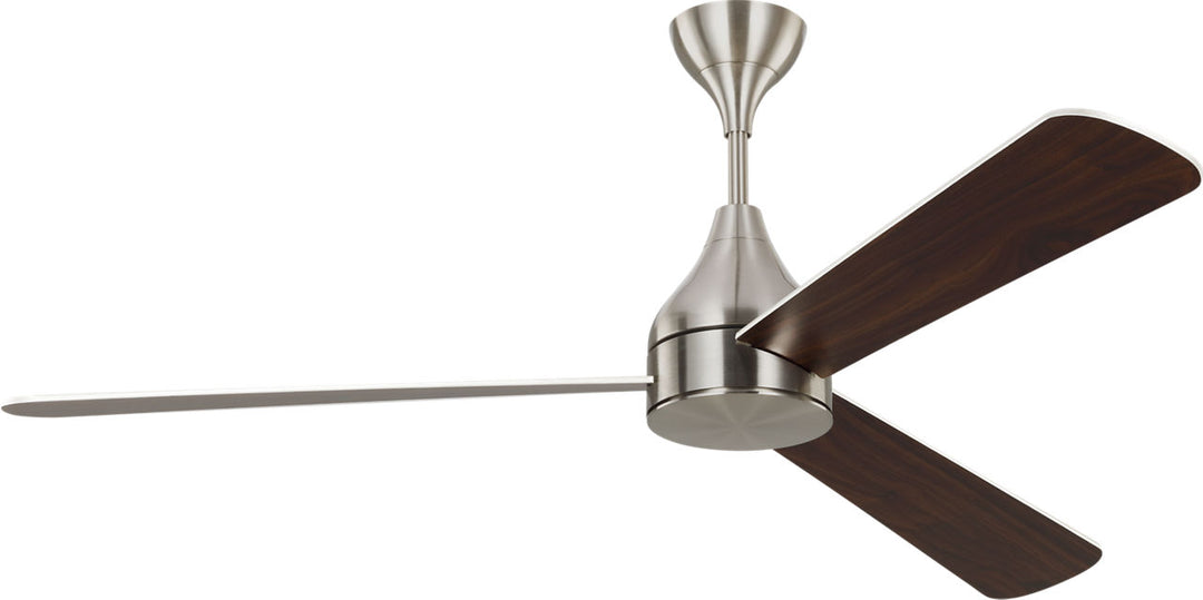 Streaming Smart 60 LED Ceiling Fan in with Silver / American Walnut Reversible Blades and Light Kit Brushed Steel