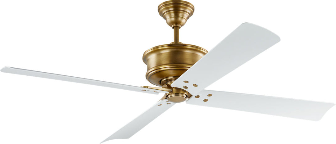 Subway 56 Ceiling Fan in Hand-Rubbed Antique Brass with Matte White Blades