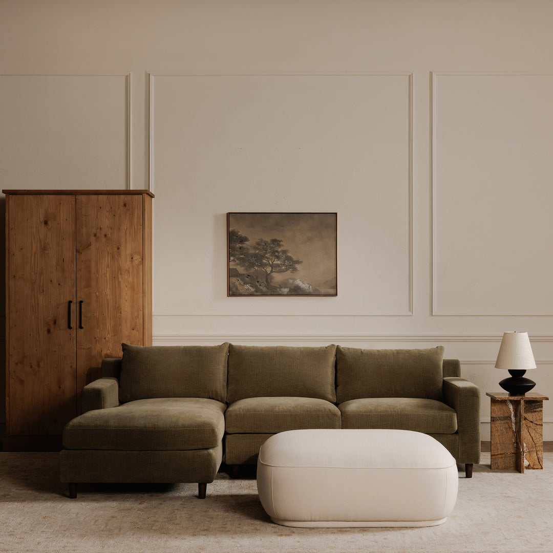Curvy Comfort Floater: Modern Ottoman with Stain Resistant Upgrade