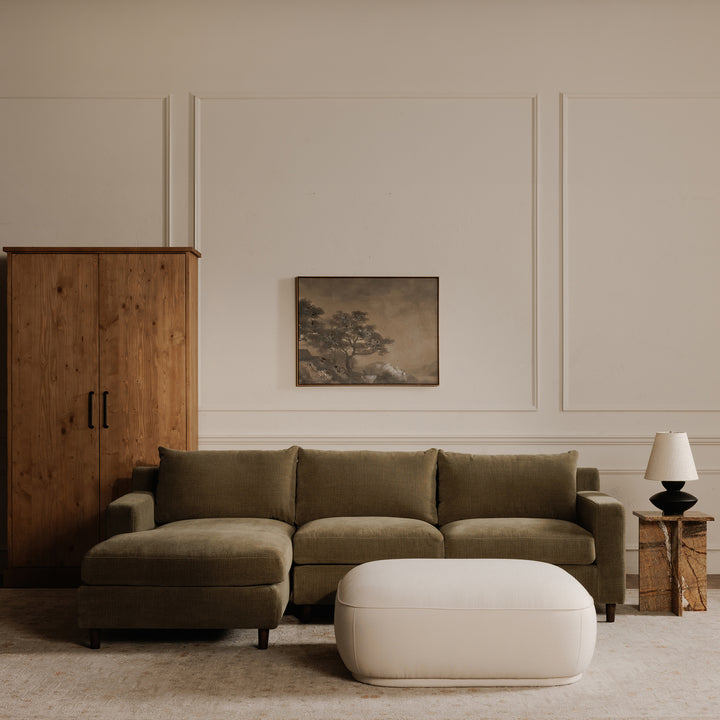 Curvy Comfort Floater: Modern Ottoman with Stain Resistant Upgrade