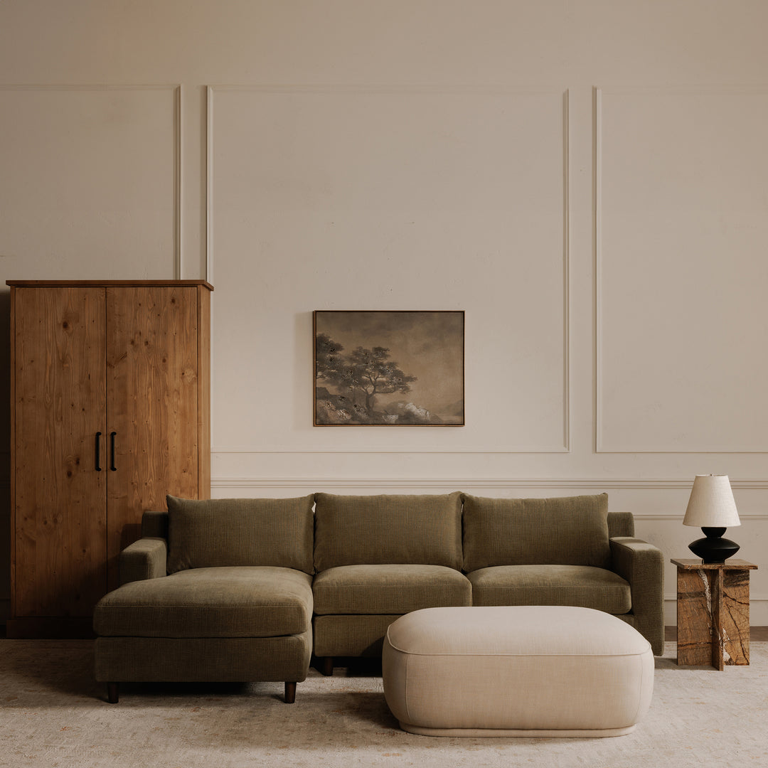 Curvy Comfort Floater: Modern Ottoman with Stain Resistant Upgrade