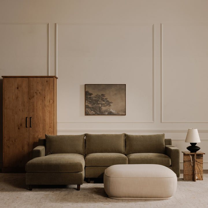 Curvy Comfort Floater: Modern Ottoman with Stain Resistant Upgrade