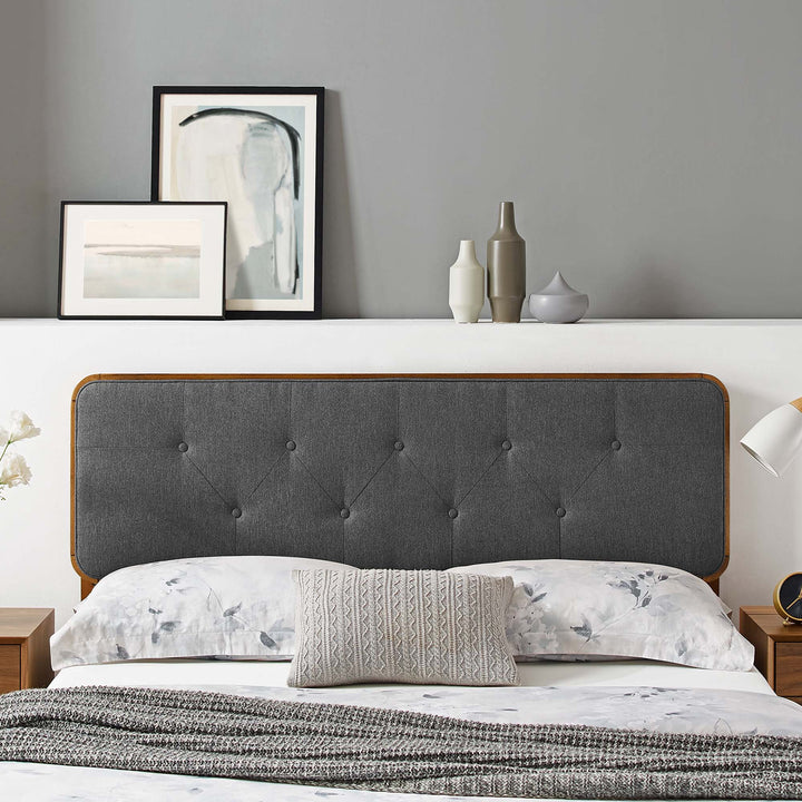 Camden Textured Textile and Timber King Headboard