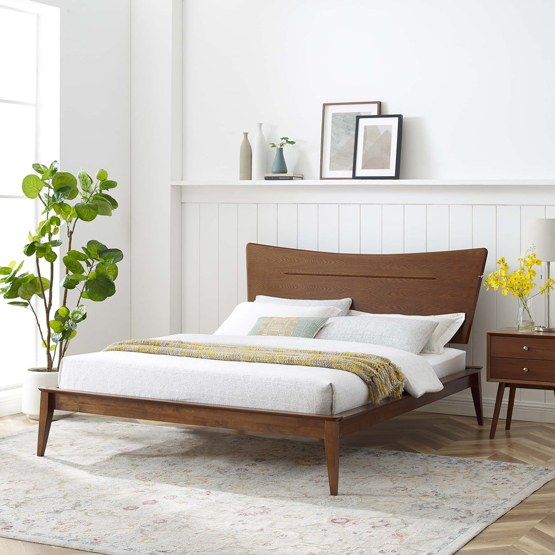 Aurora Walnut Queen Platform Bed