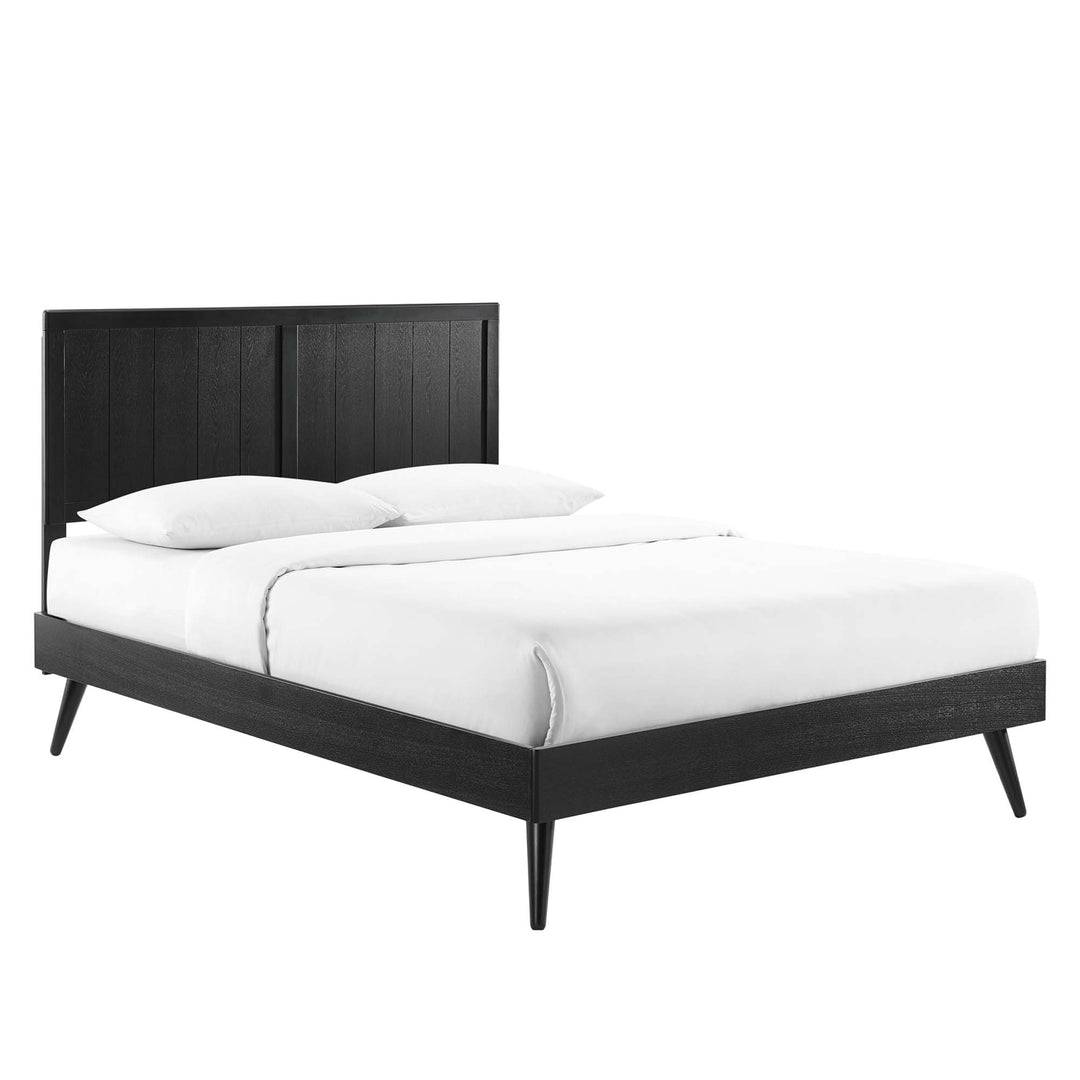 Arya Walnut Wood Queen Platform Bed with Splayed Legs