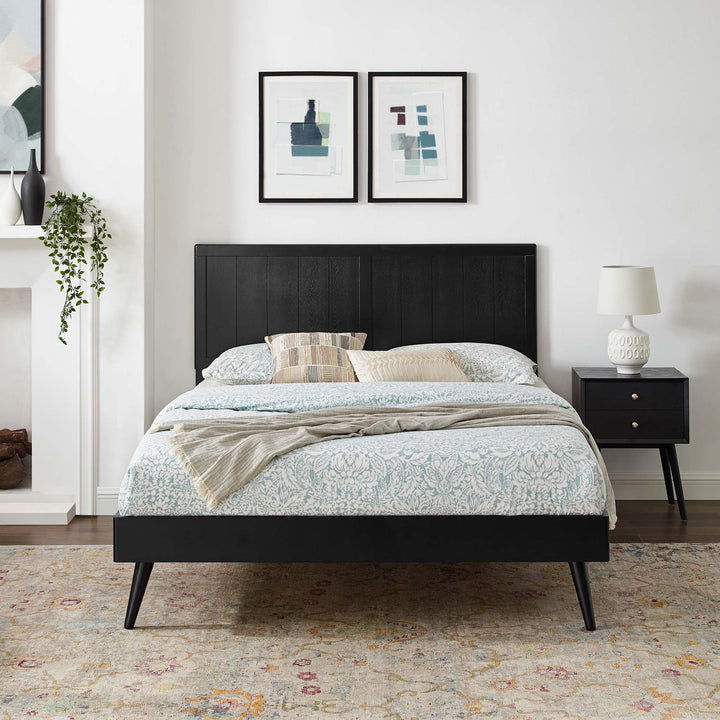 Arya Walnut Wood Queen Platform Bed with Splayed Legs