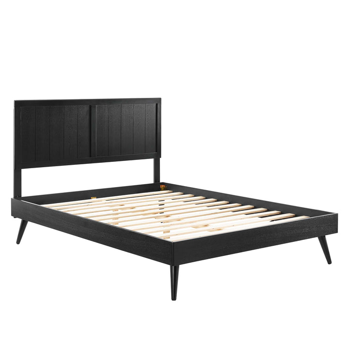 Arya Walnut Wood Queen Platform Bed with Splayed Legs