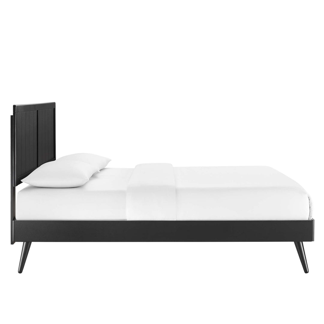 Arya Walnut Wood Queen Platform Bed with Splayed Legs