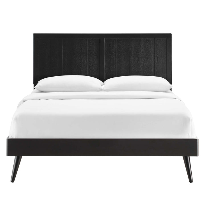 Arya Walnut Wood Queen Platform Bed with Splayed Legs