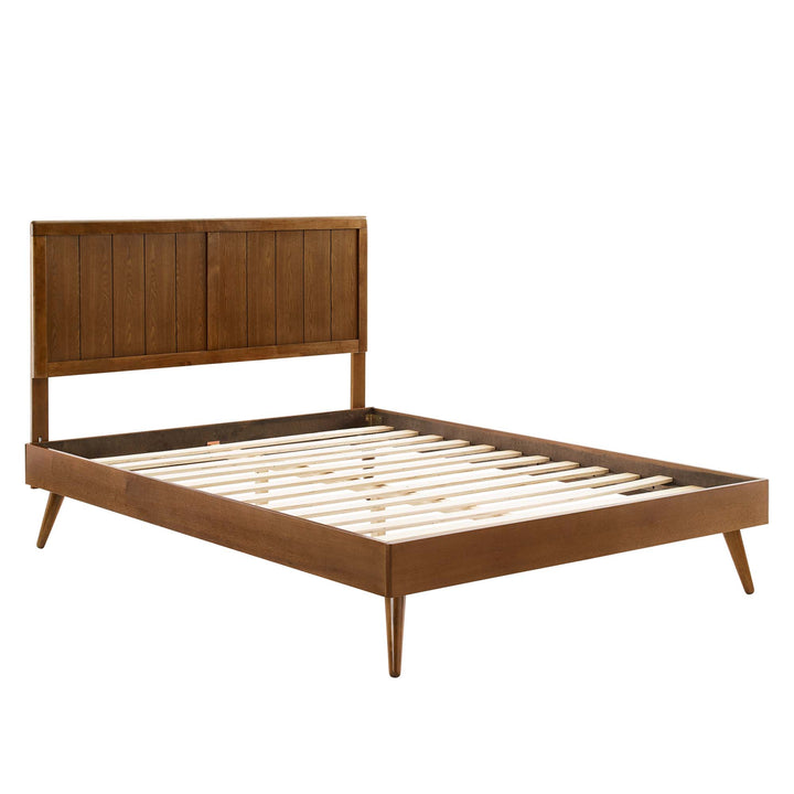 Arya Walnut Wood Queen Platform Bed with Splayed Legs