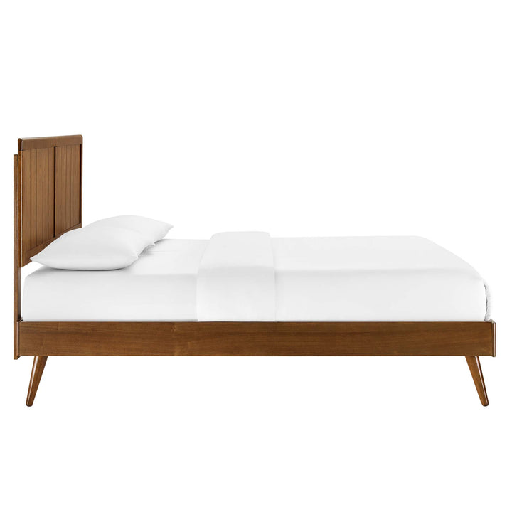 Arya Walnut Wood Queen Platform Bed with Splayed Legs