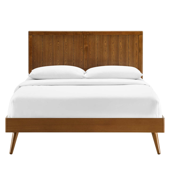 Arya Walnut Wood Queen Platform Bed with Splayed Legs