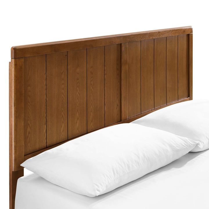 Arya Walnut Wood Queen Platform Bed with Splayed Legs