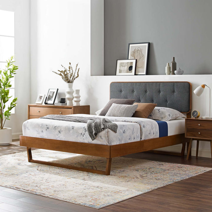 Brooklyn Walnut Queen Platform Bed With Angular Frame