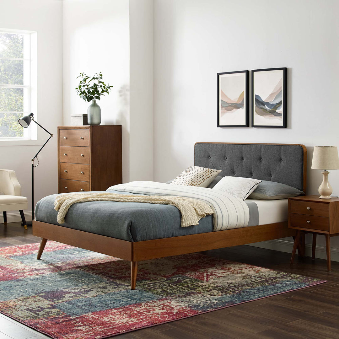 Bailey Walnut Queen Platform Bed With Splayed Legs