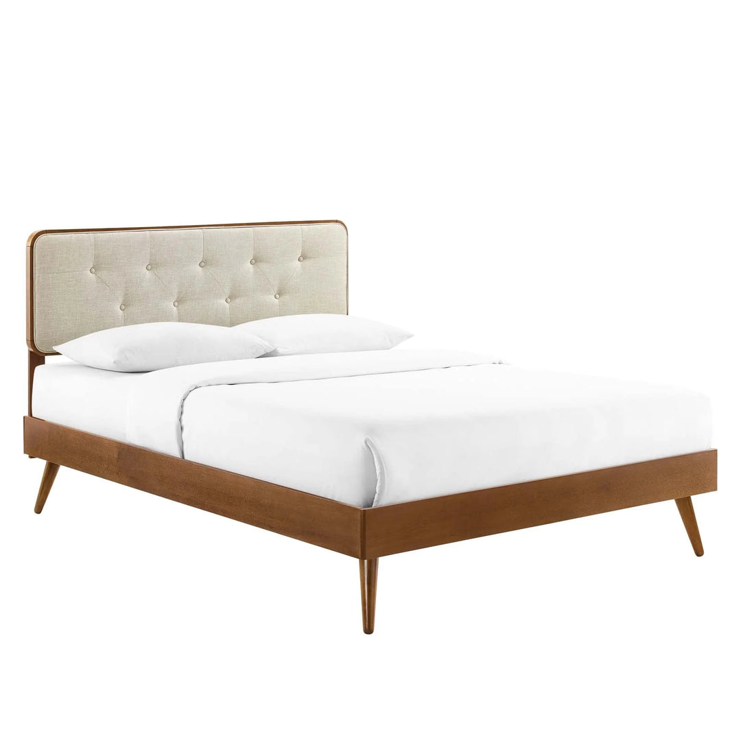 Berni Wood Platform Bed With Angular Frame - Full