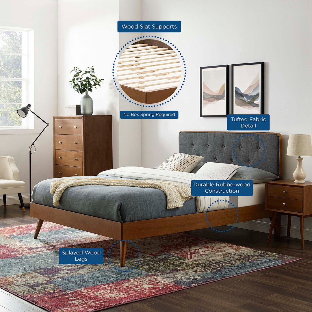 Brooklyn Walnut Twin Platform Bed With Splayed Legs